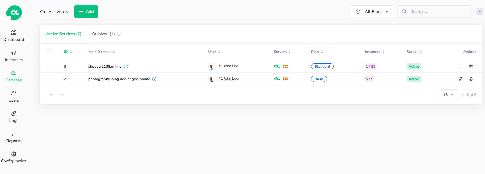 Services list - PanelAlpha Documentation
